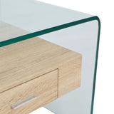 Modern-Glass-Frame-Side-Table-With-Wood-Drawer-55cm