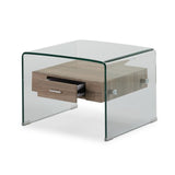 Modern-Glass-Frame-Side-Table-With-Wood-Drawer-55cm