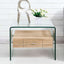 Modern-Glass-Frame-Side-Table-With-Wood-Drawer-55cm