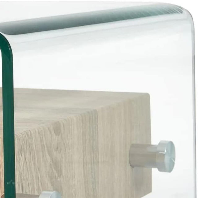 Modern-Glass-Frame-Side-Table-With-Wood-Drawer-55cm