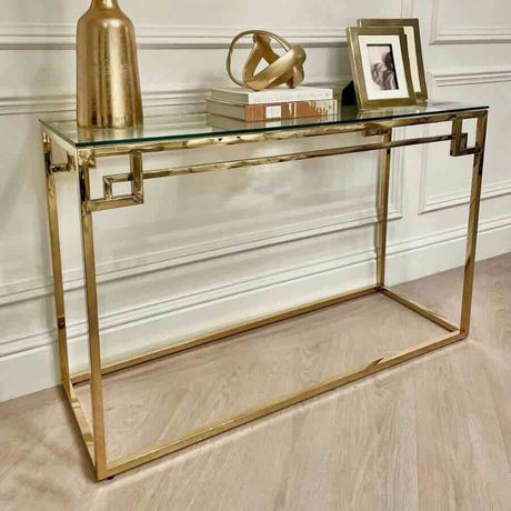 Modern-Glass-Rectangular-Hallway-Console-Table-Gold-Metal-Frame-120cm