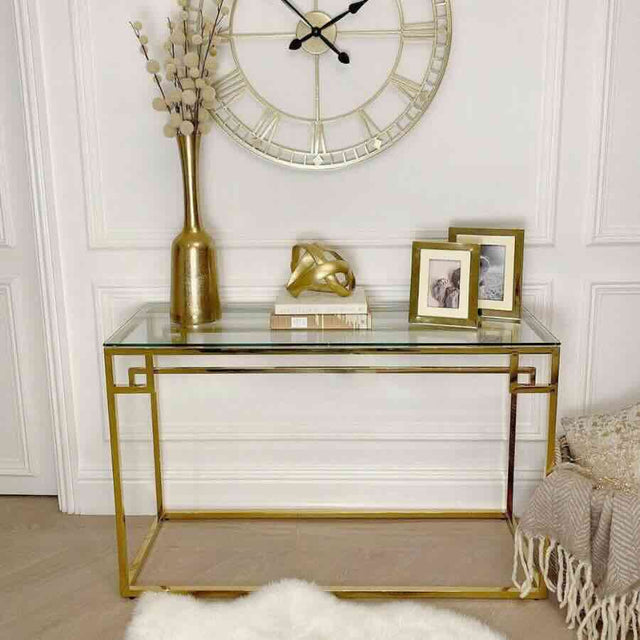 Modern-Glass-Rectangular-Hallway-Console-Table-Gold-Metal-Frame-120cm