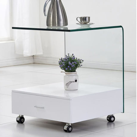 Modern-Glass-Side-Table-With-Drawer-_-White-Gloss-Finish-With-Wheels