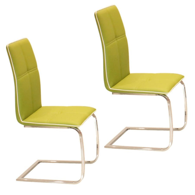 Modern-Green-Faux-Leather-Cantilever-Dining-Chair-With-Chrome-Base-Set-of-2