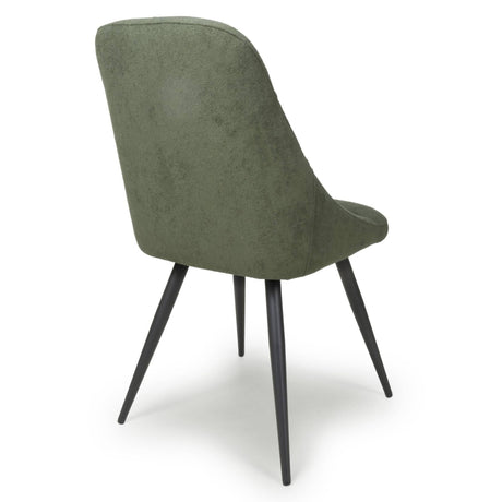 Fletcher Modern Green Linen Fabric Dining Chairs Set of 2