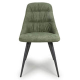 Fletcher Modern Green Linen Fabric Dining Chairs Set of 2