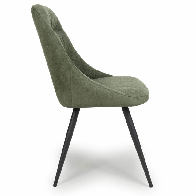 Fletcher Modern Green Linen Fabric Dining Chairs Set of 2