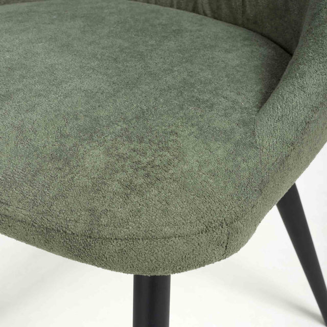 Fletcher Modern Green Linen Fabric Dining Chairs Set of 2