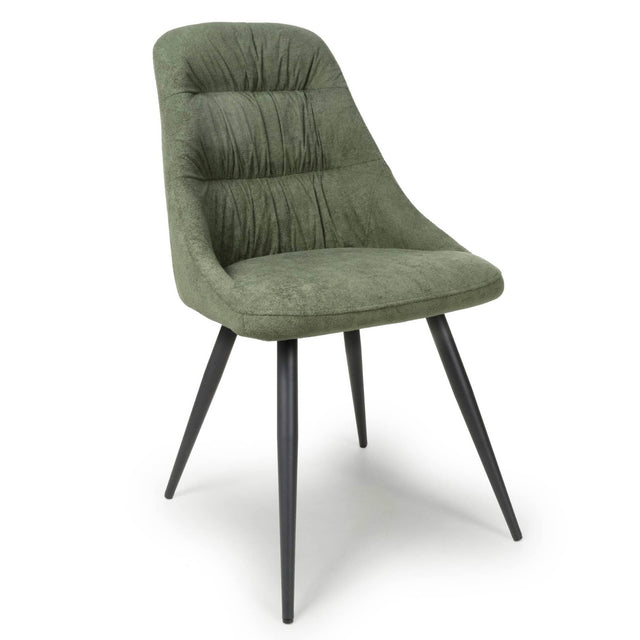 Fletcher Modern Green Linen Fabric Dining Chairs Set of 2