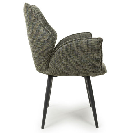 Rowan Modern Green Tweed Swivel Dining Chairs Set of 2