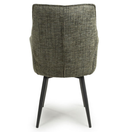 Rowan Modern Green Tweed Swivel Dining Chairs Set of 2