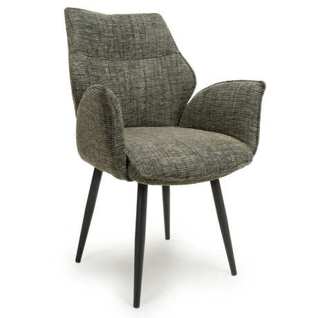 Rowan Modern Green Tweed Swivel Dining Chairs Set of 2