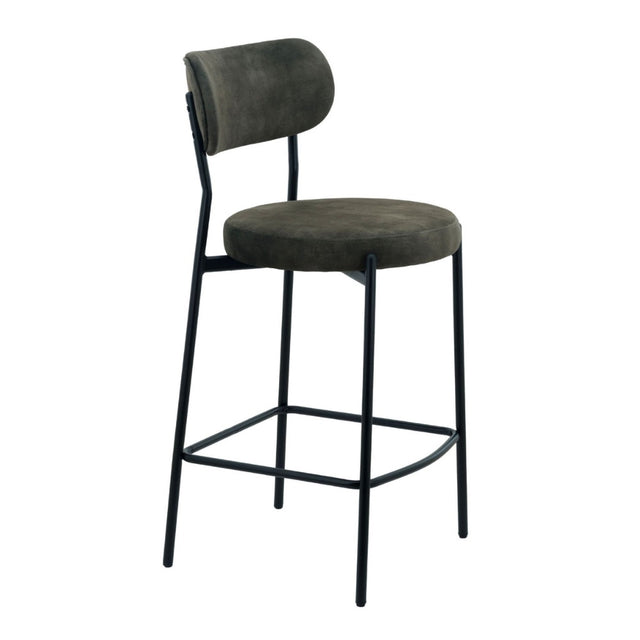 Modern-Green-Velvet-Bar-Stool-Black-Metal-Legs-Set-of-2