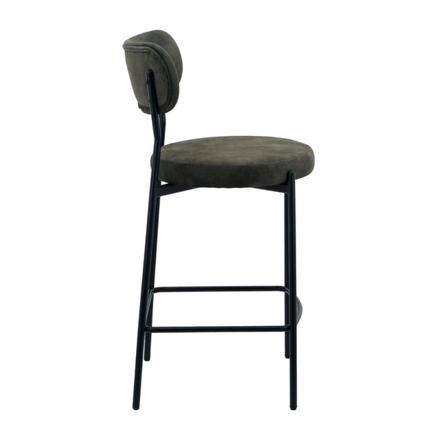 Modern-Green-Velvet-Bar-Stool-Black-Metal-Legs-Set-of-2