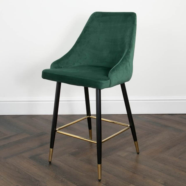 Modern-Green-Velvet-Buttoned-Back-Bar-Stool-With-Black-Metal-Legs-&-Gold-Tips