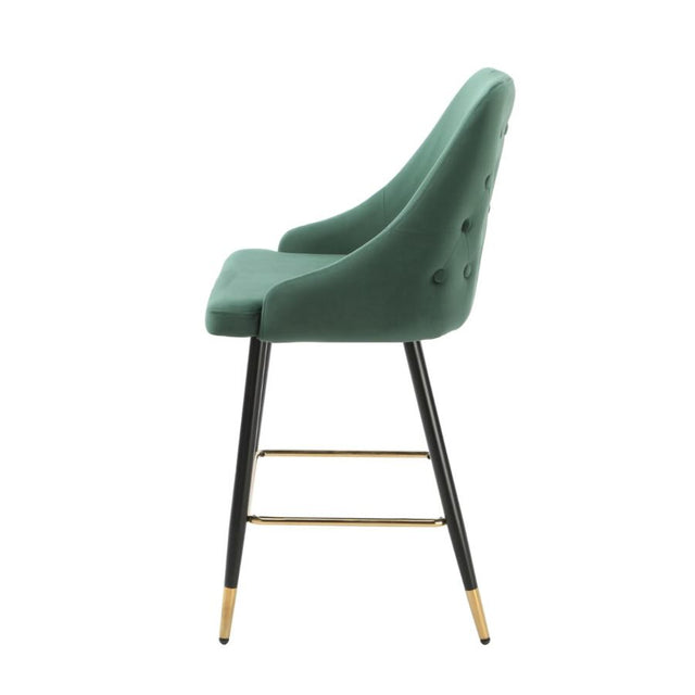 Modern-Green-Velvet-Buttoned-Back-Bar-Stool-With-Black-Metal-Legs-&-Gold-Tips