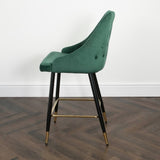 Modern-Green-Velvet-Buttoned-Back-Bar-Stool-With-Black-Metal-Legs-&-Gold-Tips