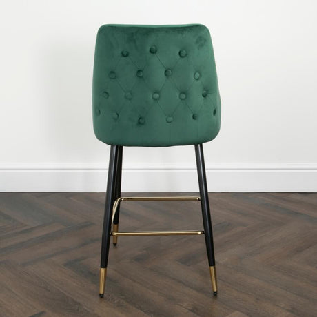 Modern-Green-Velvet-Buttoned-Back-Bar-Stool-With-Black-Metal-Legs-&-Gold-Tips