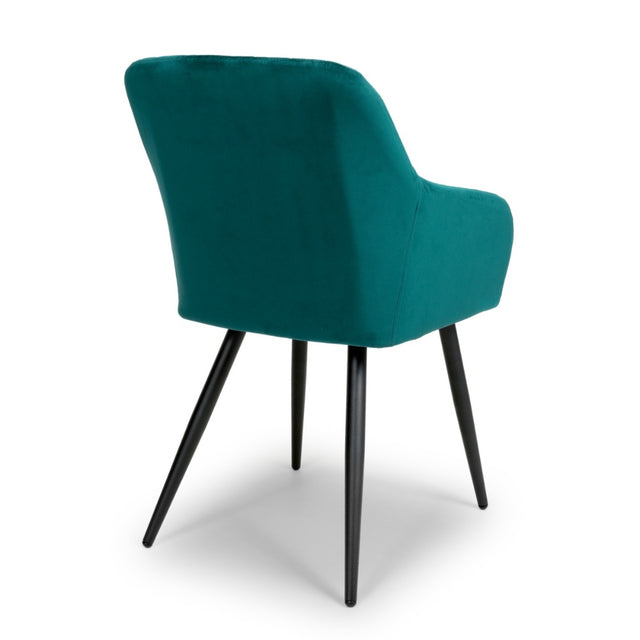 Modern-Green-Velvet-Diamond-Stitched-Dining-Chair-Black-Metal-Legs-Set-of-2