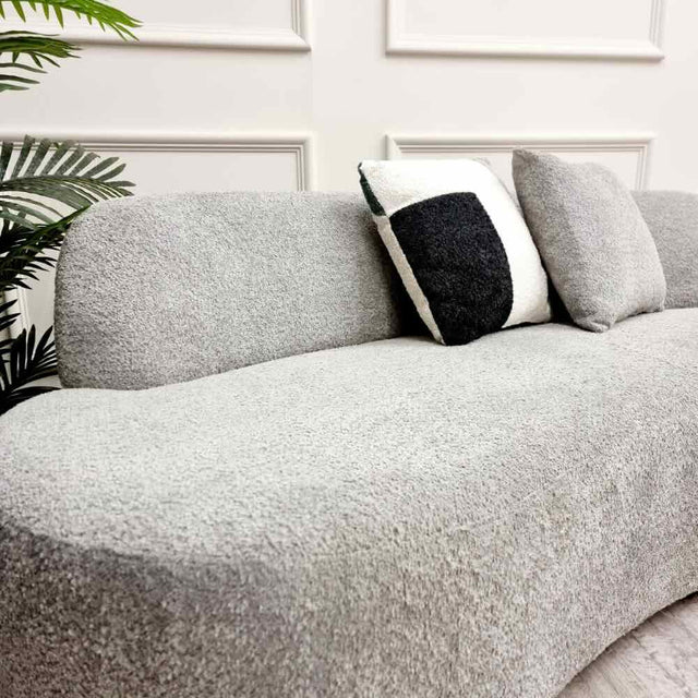 Beaumaris 3 Seater Grey Boucle Curved Sofa 225cm