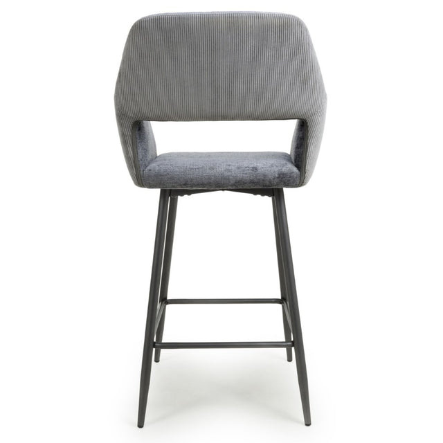 Knox Modern Grey Chenille Bar Stools Set of 2