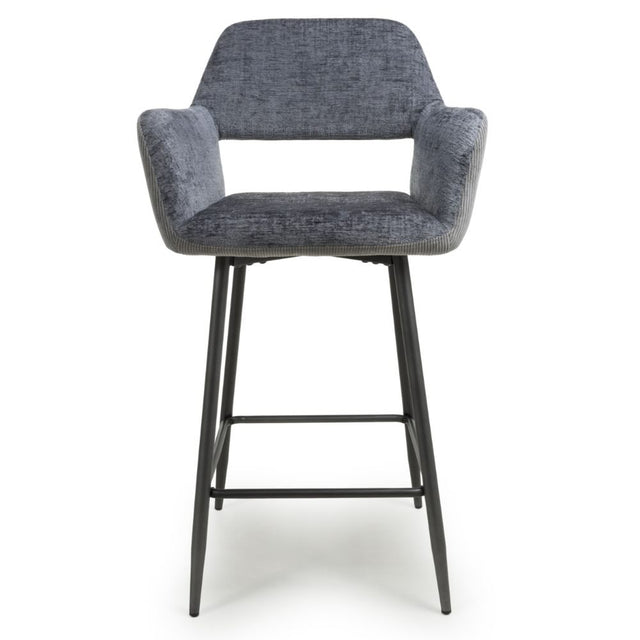 Knox Modern Grey Chenille Bar Stools Set of 2