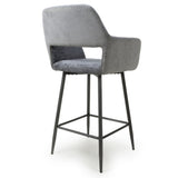 Knox Modern Grey Chenille Bar Stools Set of 2