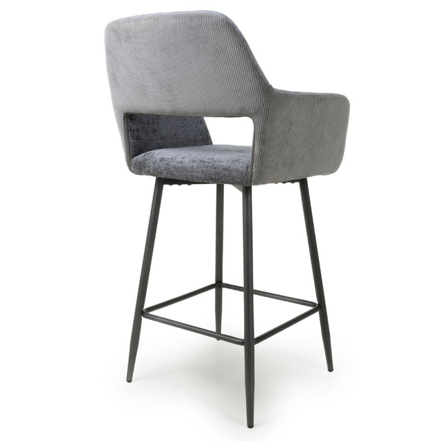 Knox Modern Grey Chenille Bar Stools Set of 2