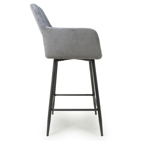 Knox Modern Grey Chenille Bar Stools Set of 2