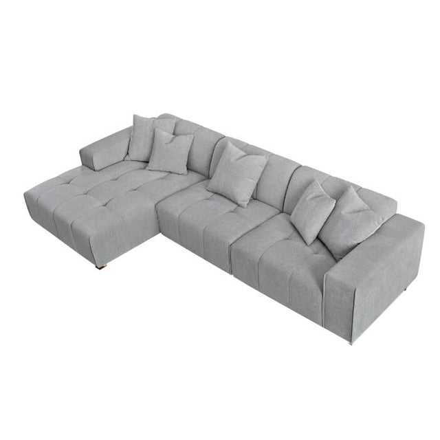 Modern-Grey-Fabric-Corner-Sofa-Block-Stitched-Left-Hand