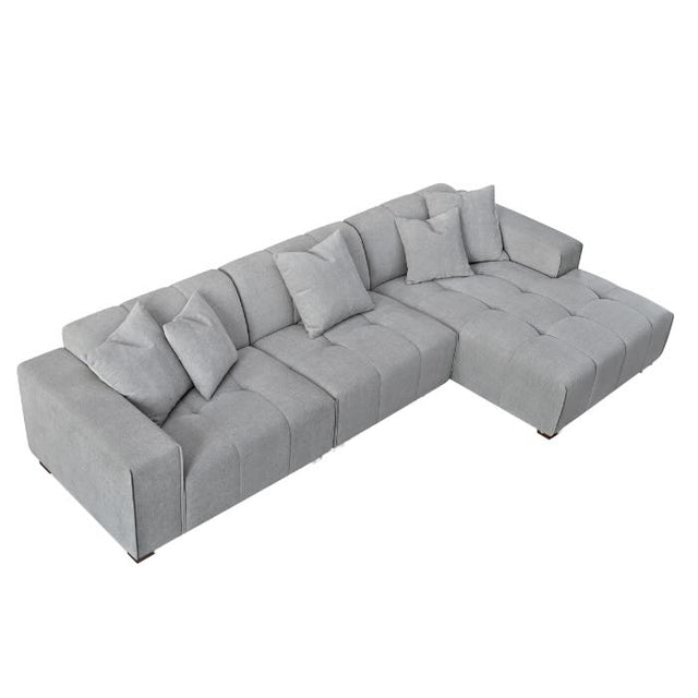 Modern-Grey-Fabric-Corner-Sofa-Block-Stitched-Right-Hand-With-Footstool