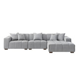 Modern-Grey-Fabric-Corner-Sofa-Block-Stitched-Right-Hand-With-Footstool