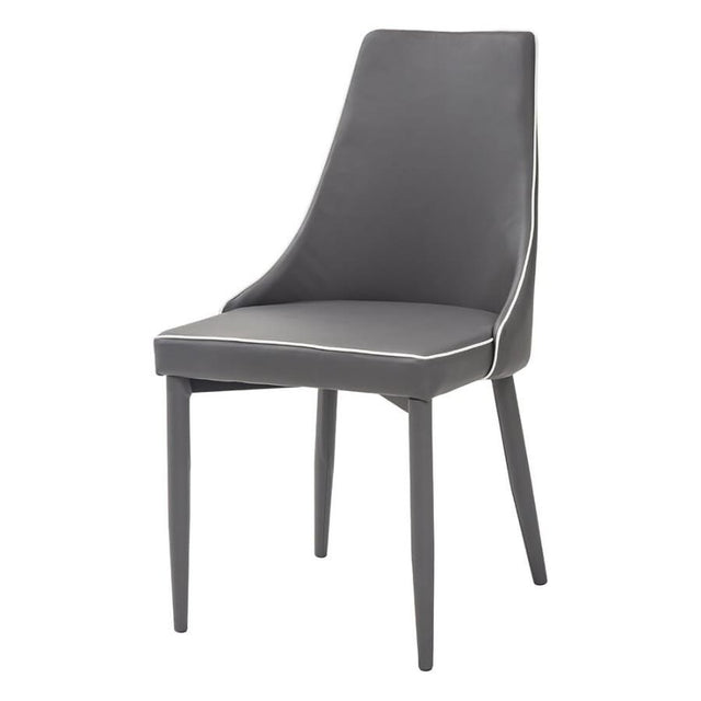 Montreal Modern Black Leather Dining Chair With Black Metal Legs Set of 4