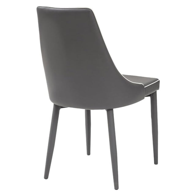 Montreal Modern Black Leather Dining Chair With Black Metal Legs Set of 4