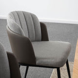 Modern-Grey-Faux-Leather-Fabric-Dining-Chair-Black-Metal-Legs-Set-of-2