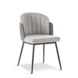 Modern-Grey-Faux-Leather-Fabric-Dining-Chair-Black-Metal-Legs-Set-of-2