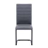 Modern-Grey-Leather-Cantilever-Dining-Chair-Horizontal-Stitched-Black-Metal-Legs-Set-of-2