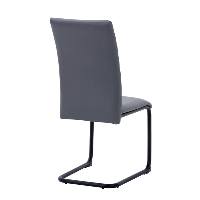 Modern-Grey-Leather-Cantilever-Dining-Chair-Horizontal-Stitched-Black-Metal-Legs-Set-of-2