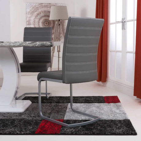 Modern-Grey-Leather-Cantilever-Dining-Chair-Horizontal-Stitching-Metal-Legs-Set-of-2