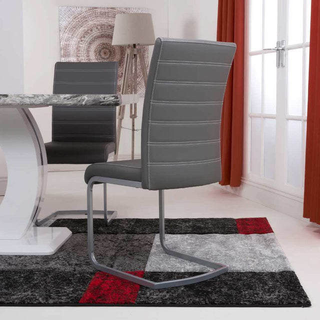 Modern-Grey-Leather-Cantilever-Dining-Chair-Horizontal-Stitching-Metal-Legs