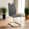    Modern-Grey-Leather-Cantilever-Dining-Chair-Metal-Legs-Set-of-2