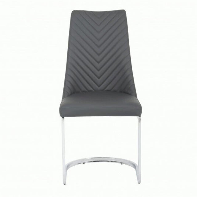 Modern-Grey-Leather-Cantilver-Dining-Chair-Arrow-Stitching-Set-of-2