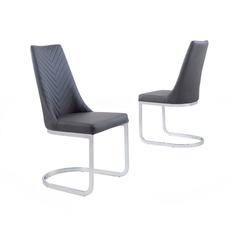 Modern-Grey-Leather-Cantilver-Dining-Chair-Arrow-Stitching-Set-of-2