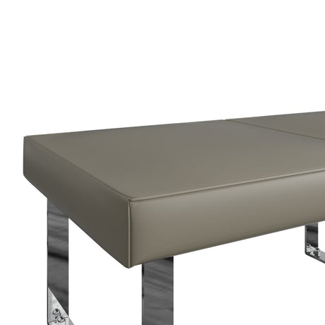 Naples Modern Taupe Grey Leather Backless Dining Bench