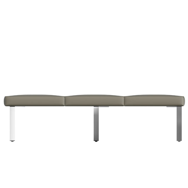 Naples Modern Taupe Grey Leather Backless Dining Bench