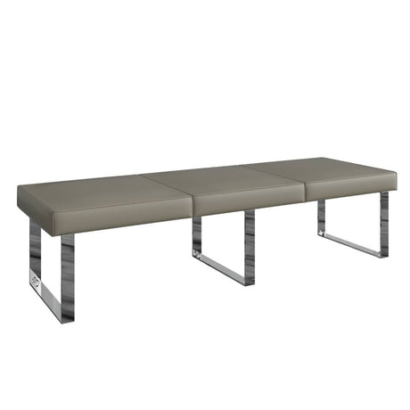 Naples Modern Taupe Grey Leather Backless Dining Bench