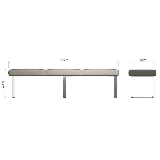 Naples Modern Taupe Grey Leather Backless Dining Bench