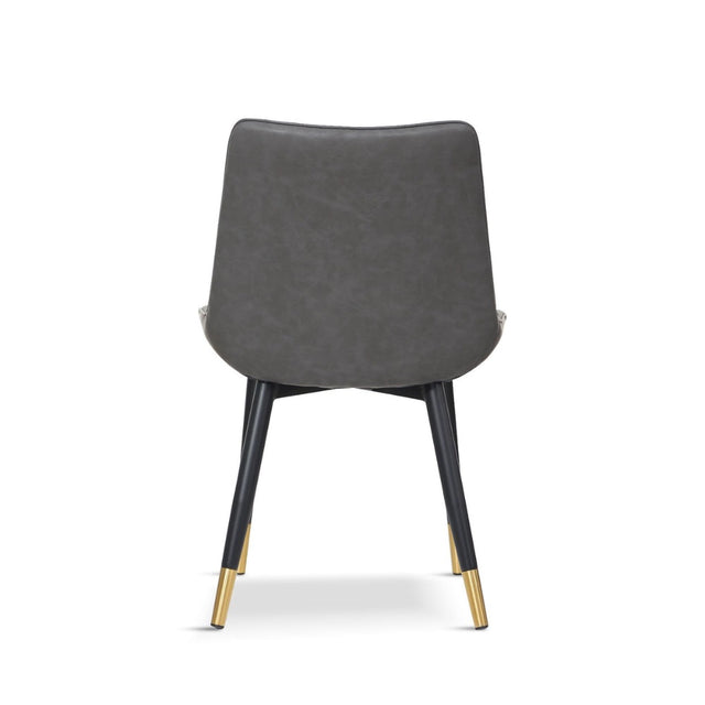 Modern-Grey-Leather-Dining-Chair-Black-Metal-Legs-Gold-Tipped-Set-of-2