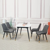 Modern-Grey-Leather-Dining-Chair-Black-Metal-Legs-Gold-Tipped-Set-of-2