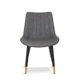 Modern-Grey-Leather-Dining-Chair-Black-Metal-Legs-Gold-Tipped-Set-of-2